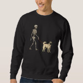 Anatolian Shepherd Skeleton Dog Walking Halloween Sweatshirt (Vorderseite)