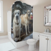 Anatolian Shepherd Snowy Sleigh Weihnachtsdekor Duschvorhang (Beispiel)