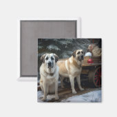 Anatolian Shepherd Snowy Sleigh Weihnachtsdekor Magnet (Vorderseite/Rückseite)