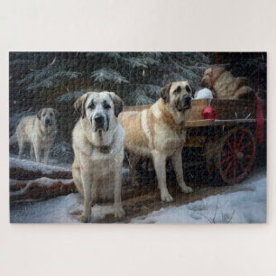 Anatolian Shepherd Snowy Sleigh Weihnachtsdekor Puzzle