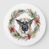Anatolian Shepherd Weihnachtsfeiertag Große Wanduhr (Vorderseite)