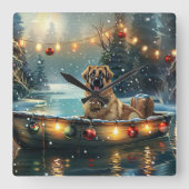 Anatolian Shepherd Weihnachtsfeiertage Quadratische Wanduhr (Vorderseite)