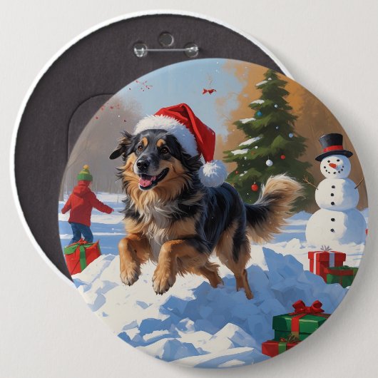 Anatolian Shepherd Weihnachtsfest Schnee Button (Vorne & Hinten)
