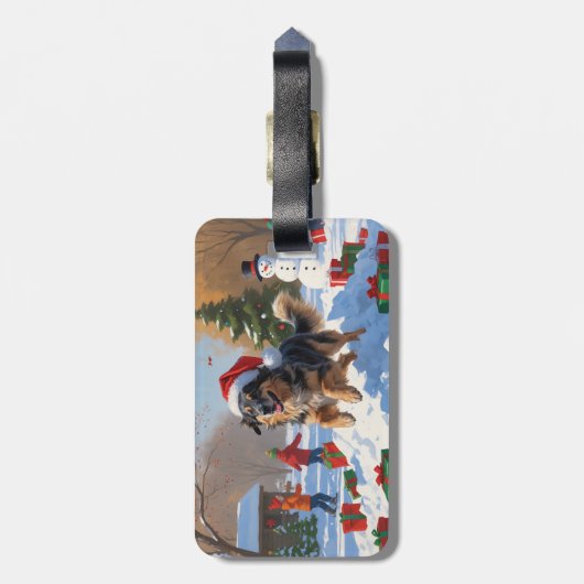 Anatolian Shepherd Weihnachtsfest Schnee Gepäckanhänger (Rückseite vertikal)