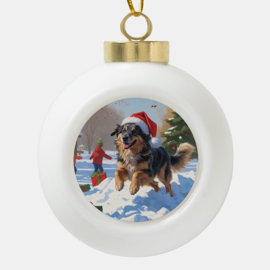 Anatolian Shepherd Weihnachtsfest Schnee Keramik Kugel-Ornament (Vorderseite)