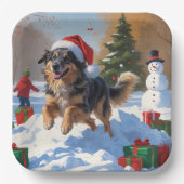 Anatolian Shepherd Weihnachtsfest Schnee Pappteller (Vorderseite)