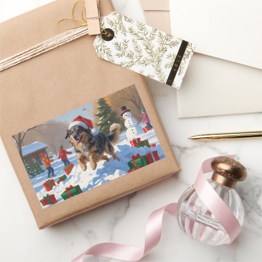 Anatolian Shepherd Weihnachtsfest Schnee Rechteckiger Aufkleber (Schenken)