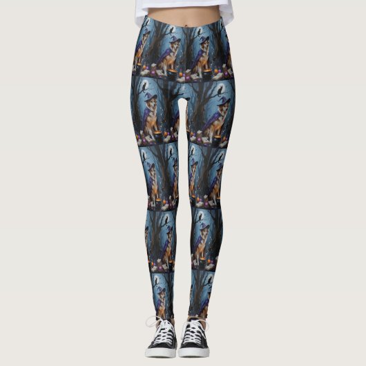 Anatolian Shepherd Whimsical Halloween Malerei Leggings (Vorderseite)