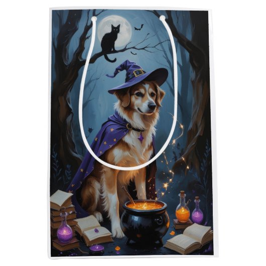 Anatolian Shepherd Whimsical Halloween Malerei Mittlere Geschenktüte (Vorderseite)