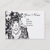 ANATOLIANISCHE MÄDCHEN Schwarz-weiße Tinte Zeichne Visitenkarte (Vorderseite)