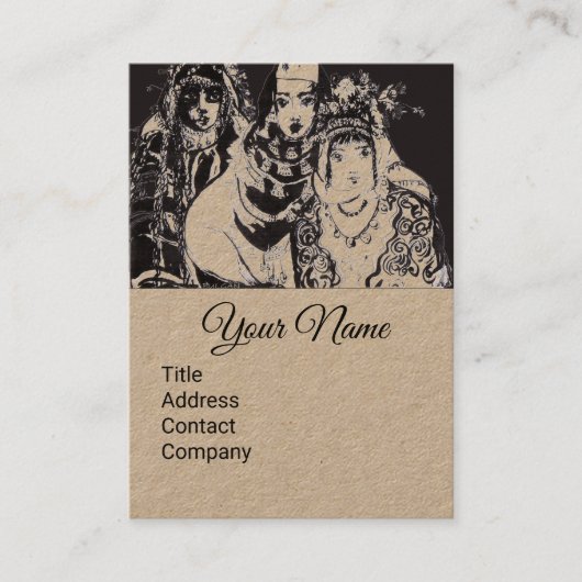 ANATOLIANISCHE MÄDCHEN Zeichnend Schwarzbraunes Kr Visitenkarte (Vorderseite)