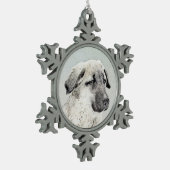 Anatolische Hirtenmalerei - Original Hundekunst Schneeflocken Zinn-Ornament (Links)