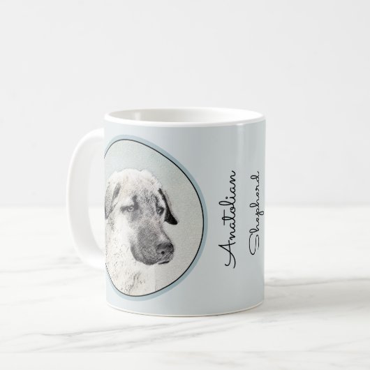 Anatolische Hirtenmalerei - Originelle Hundekunst Kaffeetasse (Vorderseite Links)