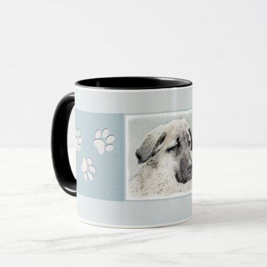 Anatolische Hirtenmalerei - Originelle Hundekunst Tasse (Vorderseite Links)