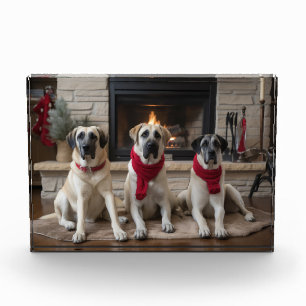 Anatolischer Hirtenhund  am Kamin Weihnachten Fotoblock