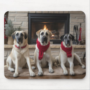 Anatolischer Hirtenhund am Kamin Weihnachten Mousepad