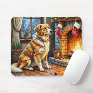 Anatolischer Hirtenhund Kamin mit Weihnachtslichte Mousepad