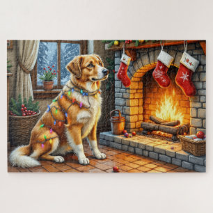 Anatolischer Hirtenhund Kamin mit Weihnachtslichte Puzzle
