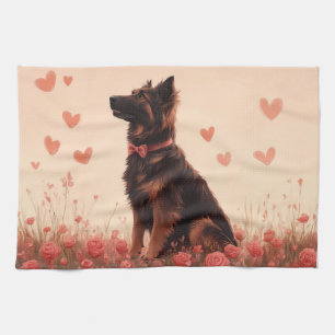 Anatolischer Hirtenhund mit Rosen - Valentinstag Geschirrtuch