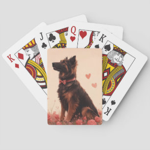 Anatolischer Hirtenhund mit Rosen - Valentinstag Spielkarten