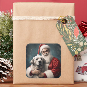 Anatolischer Hirtenhund mit Weihnachtsmann Weihnac Quadratischer Aufkleber