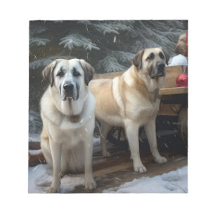 Anatolischer Hirtenhund Schnee-Schlitten Weihnacht Notizblock