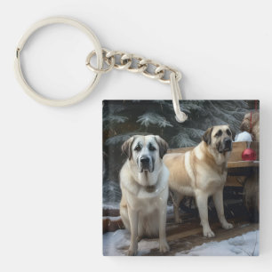 Anatolischer Hirtenhund Schneebedeckter Schlitten  Schlüsselanhänger