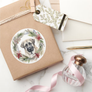 Anatolischer Hirtenhund Weihnachtsgirlande Festlic Runder Aufkleber