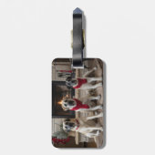 Anatolischer Schäferhund am Feuerplatz Weihnachten Gepäckanhänger (Rückseite vertikal)