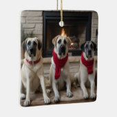 Anatolischer Schäferhund am Feuerplatz Weihnachten Keramikornament (Rechts)