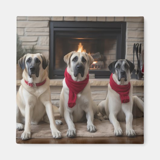 Anatolischer Schäferhund am Feuerplatz Weihnachten Magnet (Vorne)