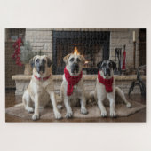 Anatolischer Schäferhund am Feuerplatz Weihnachten Puzzle (Horizontal)