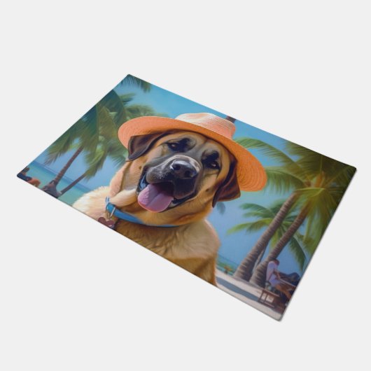 Anatolischer Schäferhund am Strand, Hundeliebhaber Fußmatte (Schrägansicht)