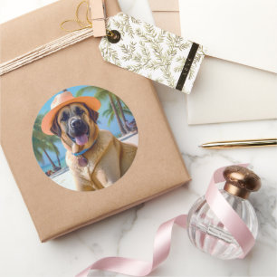 Anatolischer Schäferhund am Strand, Hundeliebhaber Runder Aufkleber