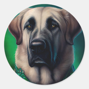 Anatolischer Schäferhund im St. Patrick's Day Klei Runder Aufkleber