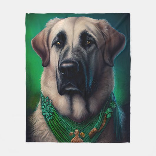 Anatolischer Schäferhund in St. Patrick's Day Dres Fleecedecke (Vorderseite)