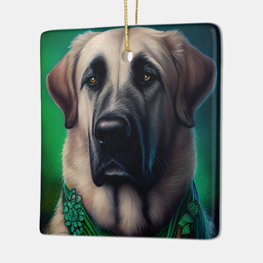 Anatolischer Schäferhund in St. Patrick's Day Dres Keramikornament (Links)
