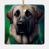 Anatolischer Schäferhund in St. Patrick's Day Dres Keramikornament (Vorderseite)