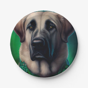 Anatolischer Schäferhund in St. Patrick's Day Dres Pappteller