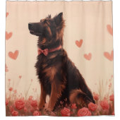 Anatolischer Schäferhund mit Rose - Valentinstag Duschvorhang (Vorderseite)
