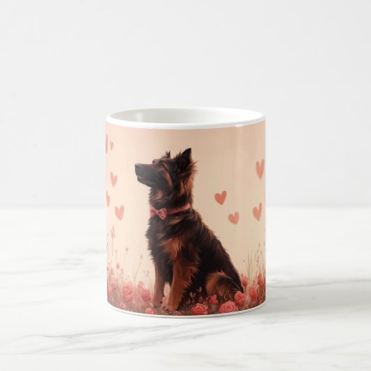Anatolischer Schäferhund mit Rose - Valentinstag Kaffeetasse (Mittel)