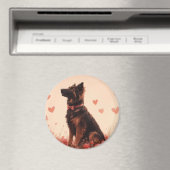 Anatolischer Schäferhund mit Rose - Valentinstag Magnet (In Situ (Geschirrspüler))