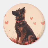Anatolischer Schäferhund mit Rose - Valentinstag Magnet (Vorne)