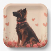 Anatolischer Schäferhund mit Rose - Valentinstag Pappteller (Vorderseite)