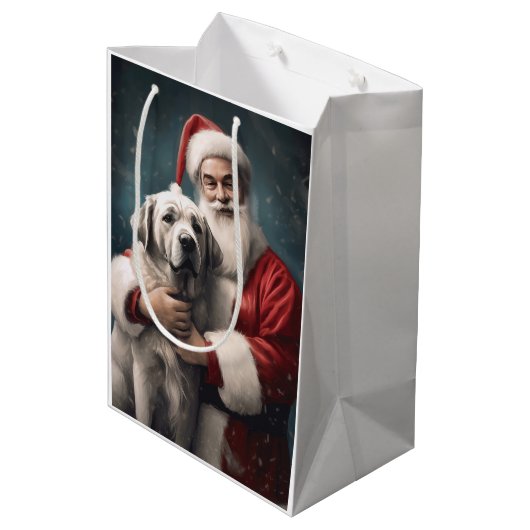Anatolischer Schäferhund mit Weihnachten des Weihn Mittlere Geschenktüte (Rückseite Schrägansicht)