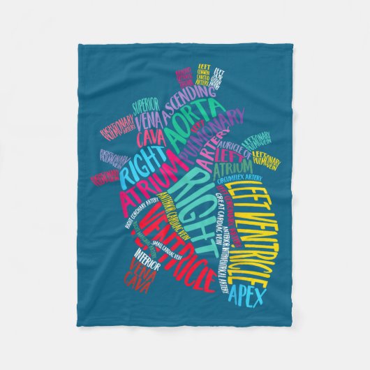 Anatomical Heart Design Cardiac Cardiovascular Icu Fleecedecke (Vorderseite)