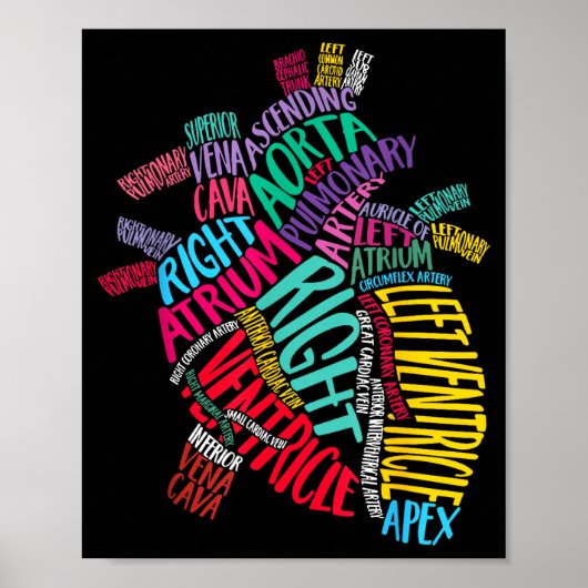 Anatomical Heart Design Cardiac Cardiovascular Icu Poster (Vorne)