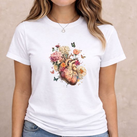Anatomical Heart Floral Art Tri-Blend Shirt