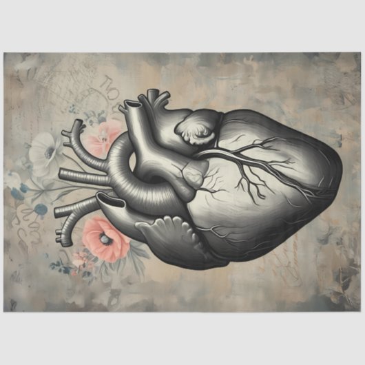 Anatomical Heart Floral Decoupage Paper Seidenpapier (Vorderseite)