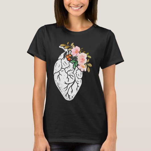Anatomical Heart Flowers Cardiologist Surgeon Surv T-Shirt (Vorderseite)